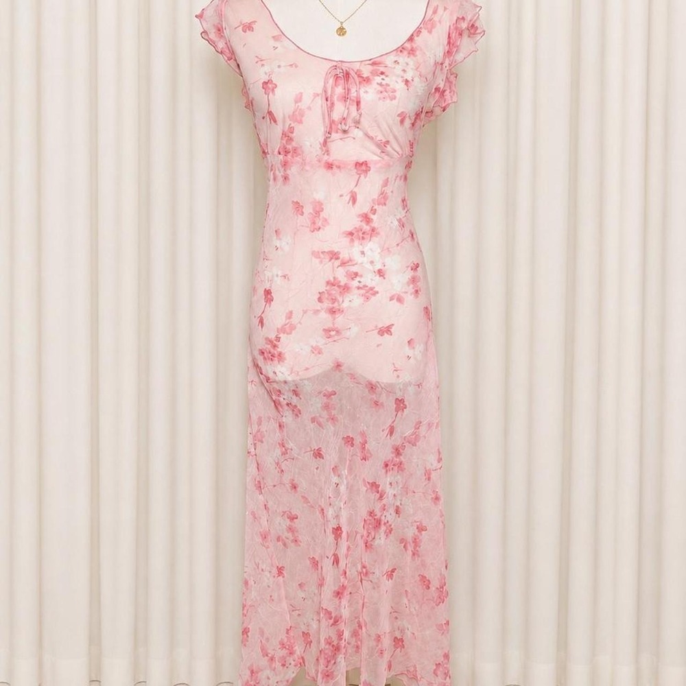 pink sheer floral fairy dress ⋆౨ৎ˚⟡˖ ࣪🌸